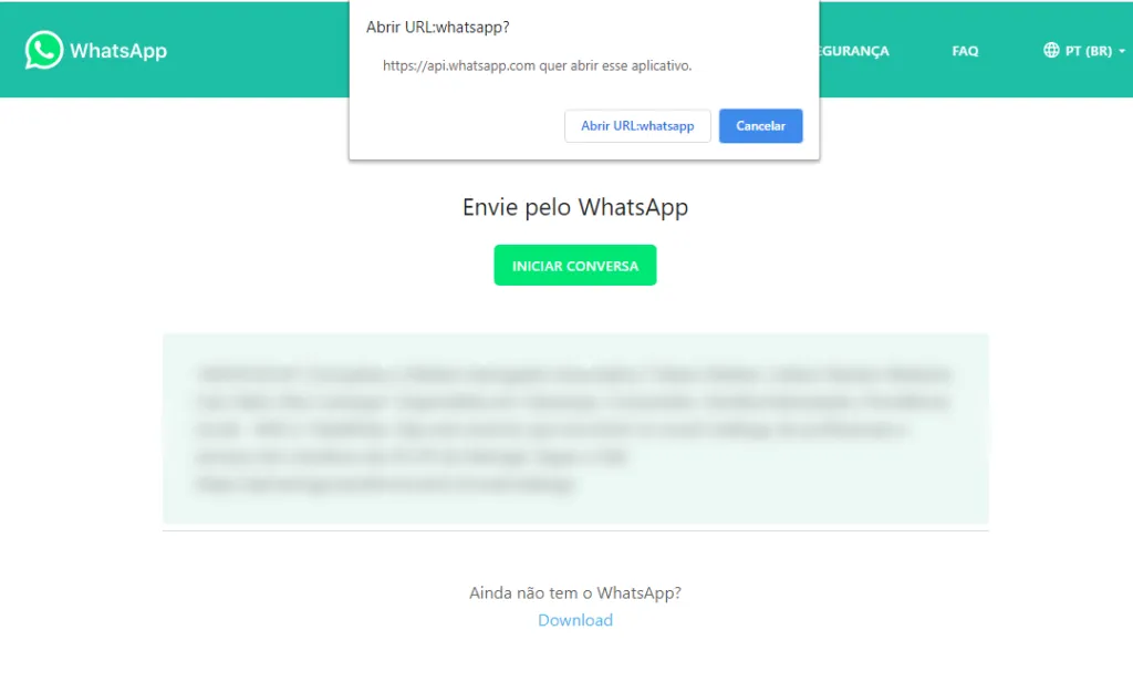 Por meio do Mural Online da transforme.tech é simples iniciar uma conversa no WhatsApp